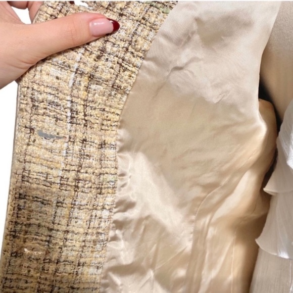 Neutral Tweed Wool Blazer Jacket By Lafayette 148 New York - Picture 8 of 11
